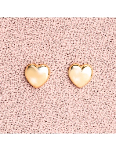 Boucles d'oreilles enfant coeur bombé en Or jaune ou en Or blanc 9 carats