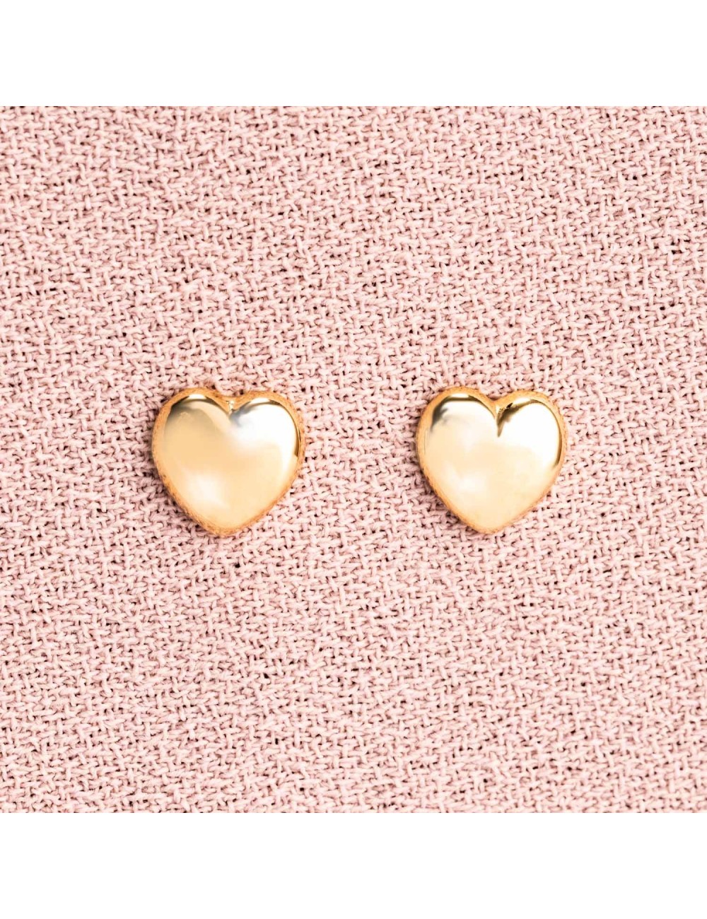 Boucles d'oreilles enfant coeur bombé en Or jaune ou en Or blanc 9 carats