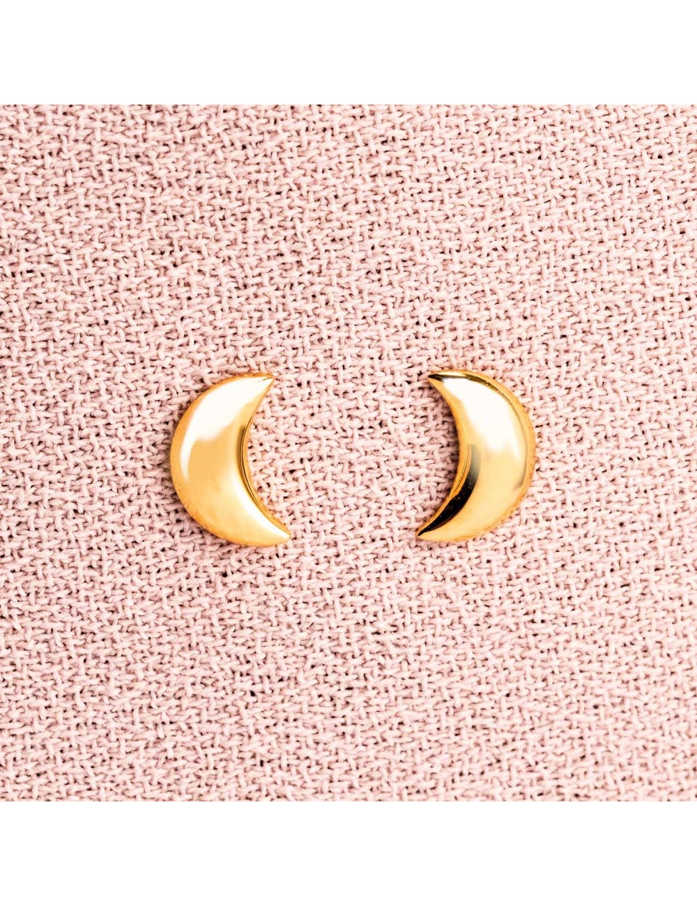 Boucles d'oreilles enfant lune bombée en Or jaune ou en Or blanc 9 carats