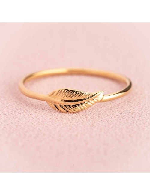 Bague plume enfant en Or jaune ou en Or blanc 9 carats