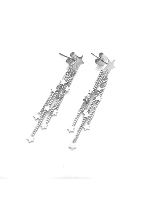 Boucles d'oreille enfant pluie d'étoiles en Or jaune, Or blanc ou Or bicolore 9 carats