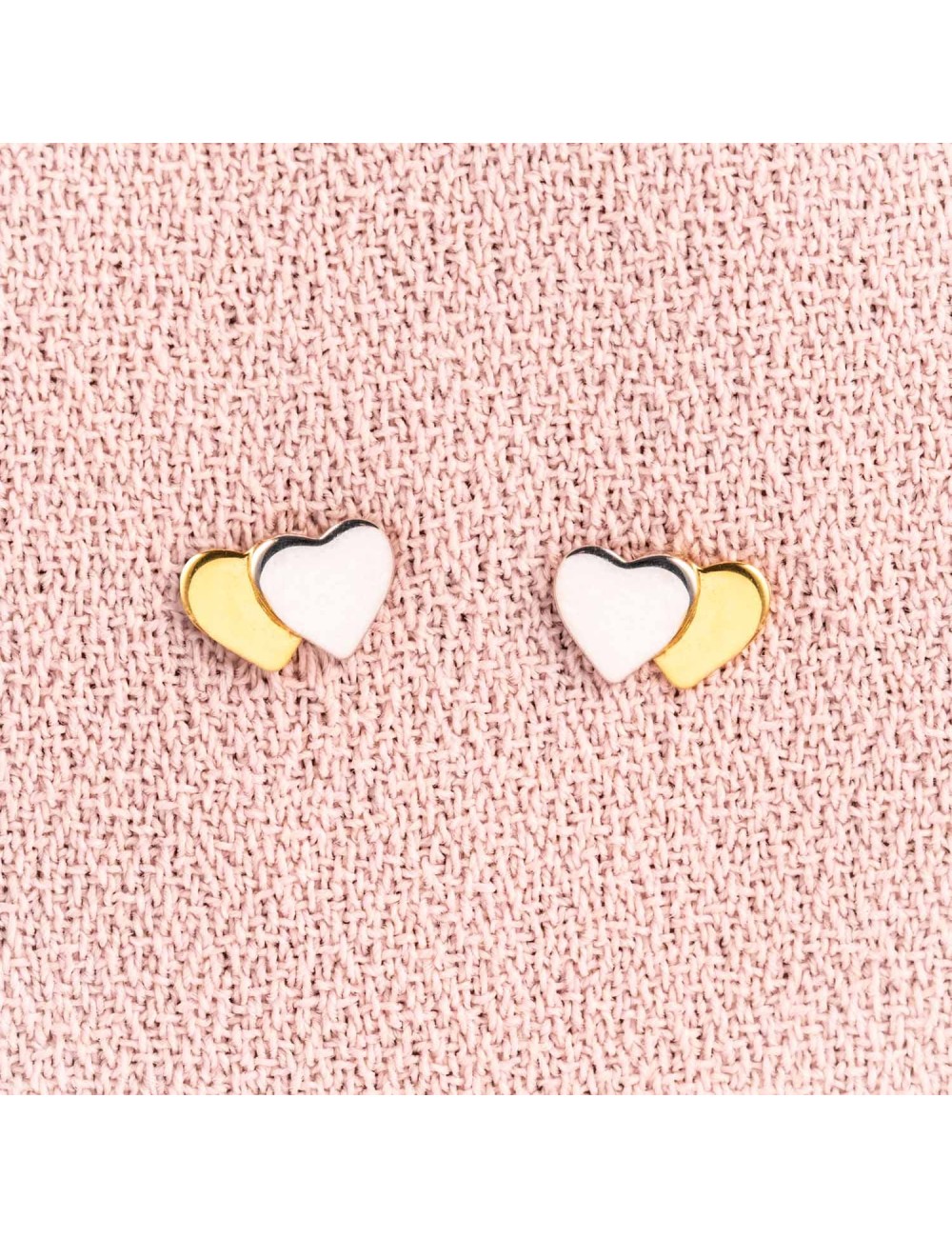 Boucles d'oreille pour Bébé ou Enfant coeurs en Or bicolore 9 carats