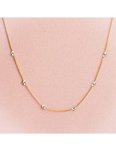 Collier pour enfant ou Bébé Double coeurs en Or bicolore 9 carats