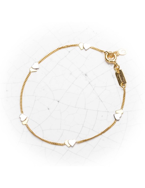 Bracelet pour enfant ou Bébé Double coeurs en Or bicolore 9 carats
