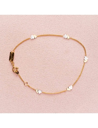 Bracelet pour enfant ou Bébé Double coeurs en Or bicolore 9 carats