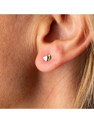 Boucles d'oreille pour Bébé ou Enfant coeurs en Or bicolore 9 carats