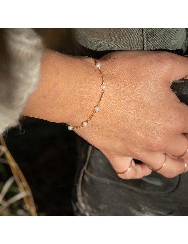 Bracelet murmure de moyennes perles d'eau douce - Or Jaune ou Or Blanc 375 millièmes (9 Carats)