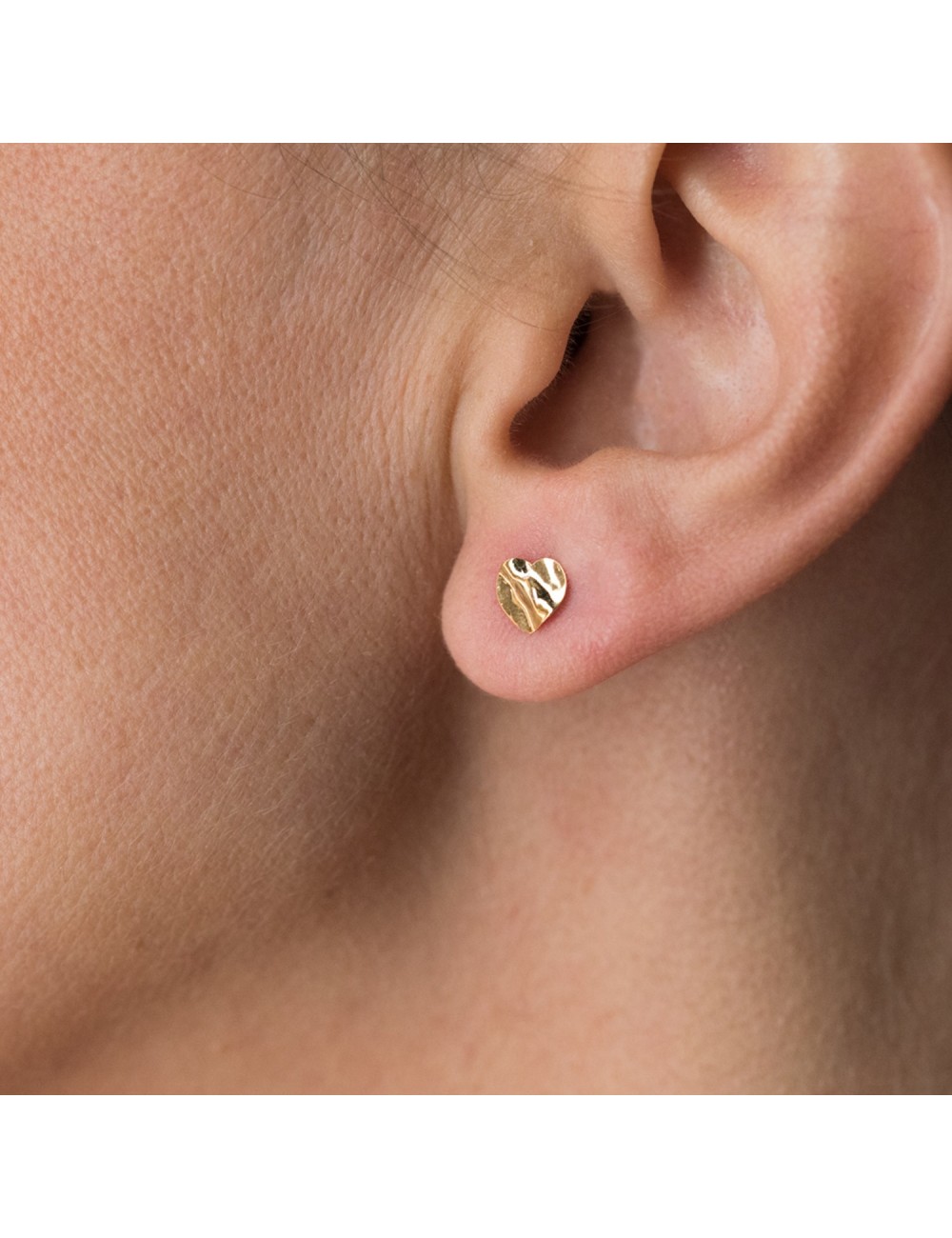 Boucles d'oreilles pour Bébé ou Enfant coeur froissé en Or jaune ou Or blanc 9 carats