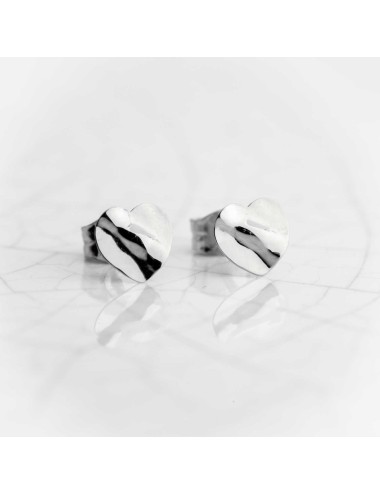 Boucles d'oreilles pour Bébé ou Enfant coeur froissé en Or jaune ou Or blanc 9 carats