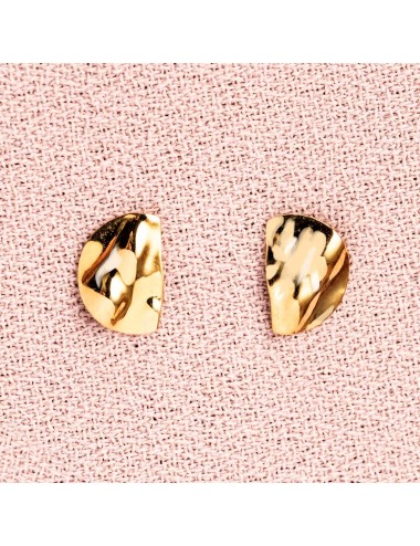 Boucles d'oreilles pour Bébé ou Enfant demi rond froissé en Or jaune ou Or blanc 9 carats