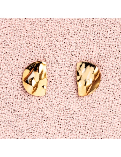 Boucles d'oreilles pour Bébé ou Enfant demi rond froissé en Or jaune ou Or blanc 9 carats