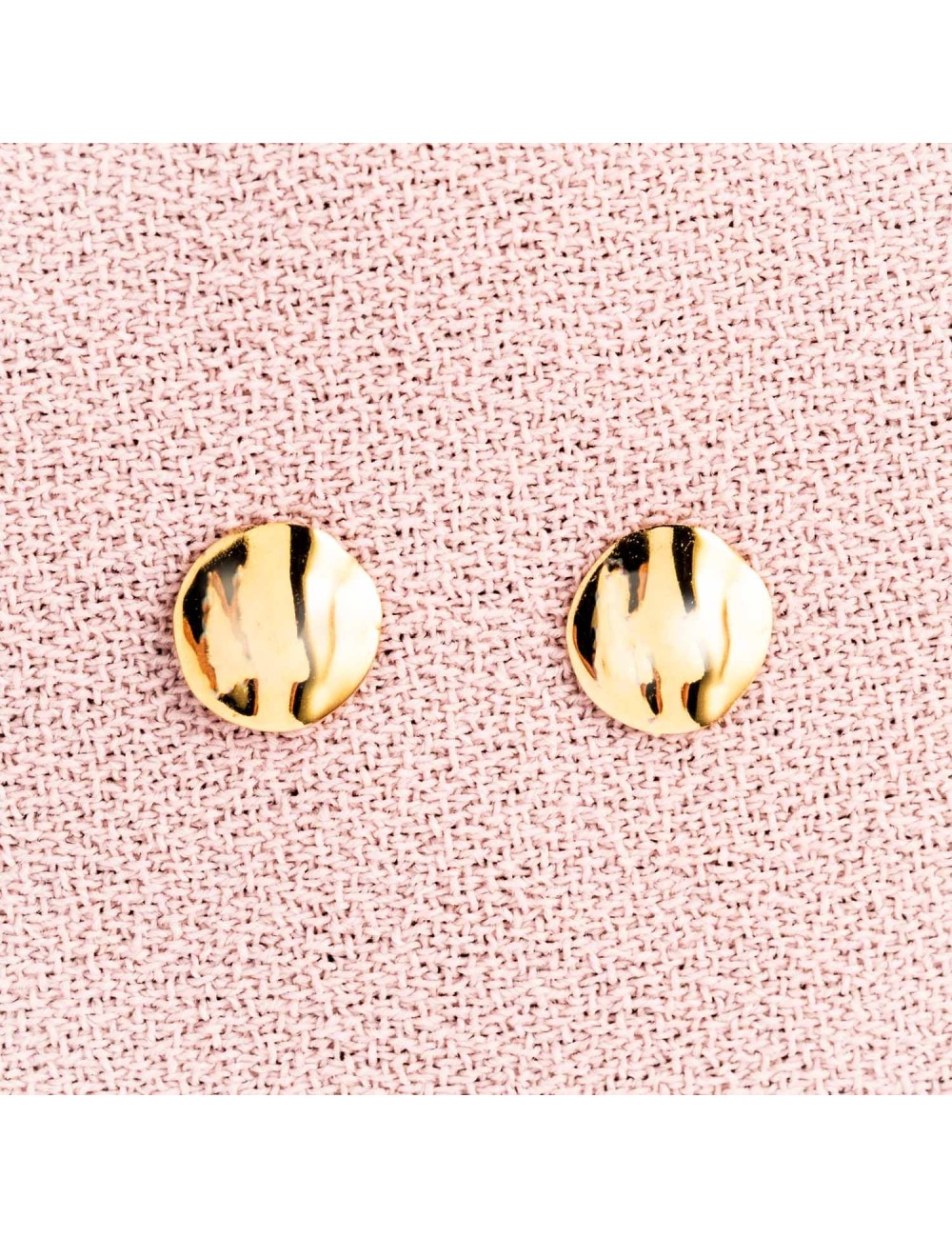 Boucles d'oreilles pour Bébé ou Enfant petit rond froissé en Or jaune ou Or blanc 9 carats