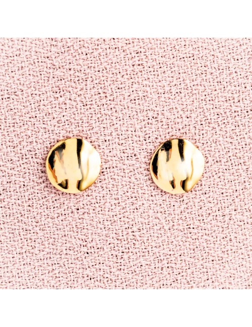 Boucles d'oreilles pour Bébé ou Enfant petit rond froissé en Or jaune ou Or blanc 9 carats