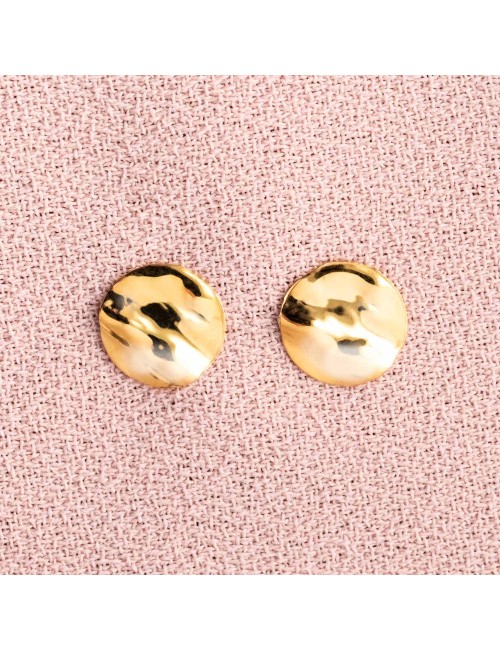 Boucles d'oreilles pour Bébé ou Enfant rond froissé en Or jaune ou Or blanc 9 carats