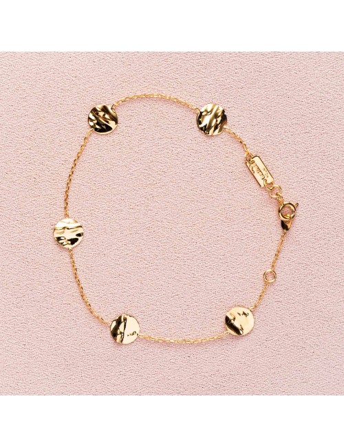 Bracelet pour enfant ou Bébé Ronds froissées en Or jaune, Or blanc ou Bicolore 9 carats