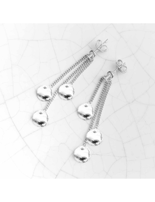 Boucles d'oreilles trio de ronds froissés dégradés - Or Jaune, Blanc ou Bicolore 375 millièmes (9 Carats)