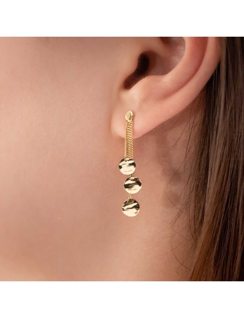 Boucles d'oreilles trio de ronds froissés dégradés - Or Jaune, Blanc ou Bicolore 375 millièmes (9 Carats)