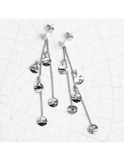 Boucles d'oreilles cascade de rond froissé - Or Jaune ou Or Blanc 375 millièmes (9 Carats)