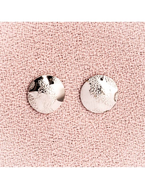 Boucles d'oreilles pour Bébé ou Enfant petit rond froissé satiné en Or jaune ou Or blanc 9 carats