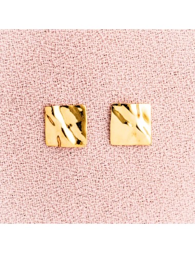 Boucles d'oreilles pour Bébé ou Enfant petit carré froissé en Or jaune ou Or blanc 9 carats