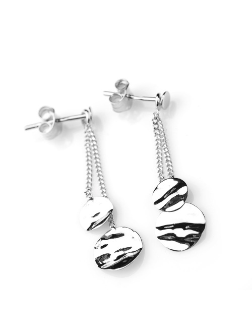 Boucles d'oreilles pour Bébé ou Enfant 2 ronds froissés en Or jaune ou Or blanc 9 carats