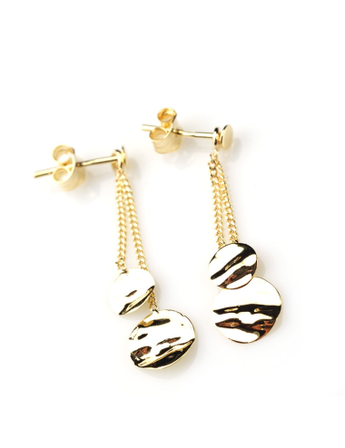 Boucles d'oreilles pour Bébé ou Enfant 2 ronds froissés en Or jaune ou Or blanc 9 carats