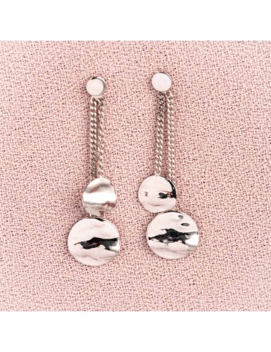 Boucles d'oreilles pour Bébé ou Enfant 2 ronds froissés en Or jaune ou Or blanc 9 carats