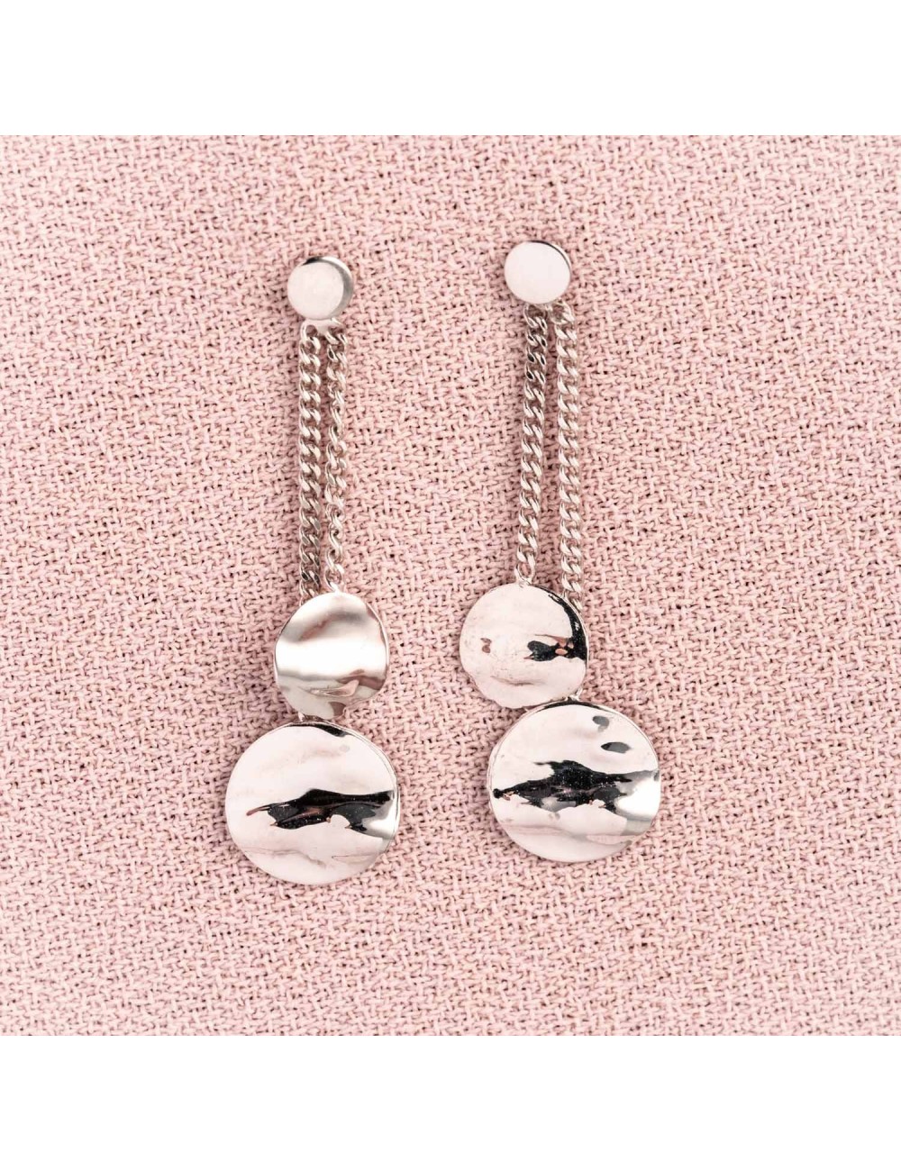 Boucles d'oreilles pour Bébé ou Enfant 2 ronds froissés en Or jaune ou Or blanc 9 carats