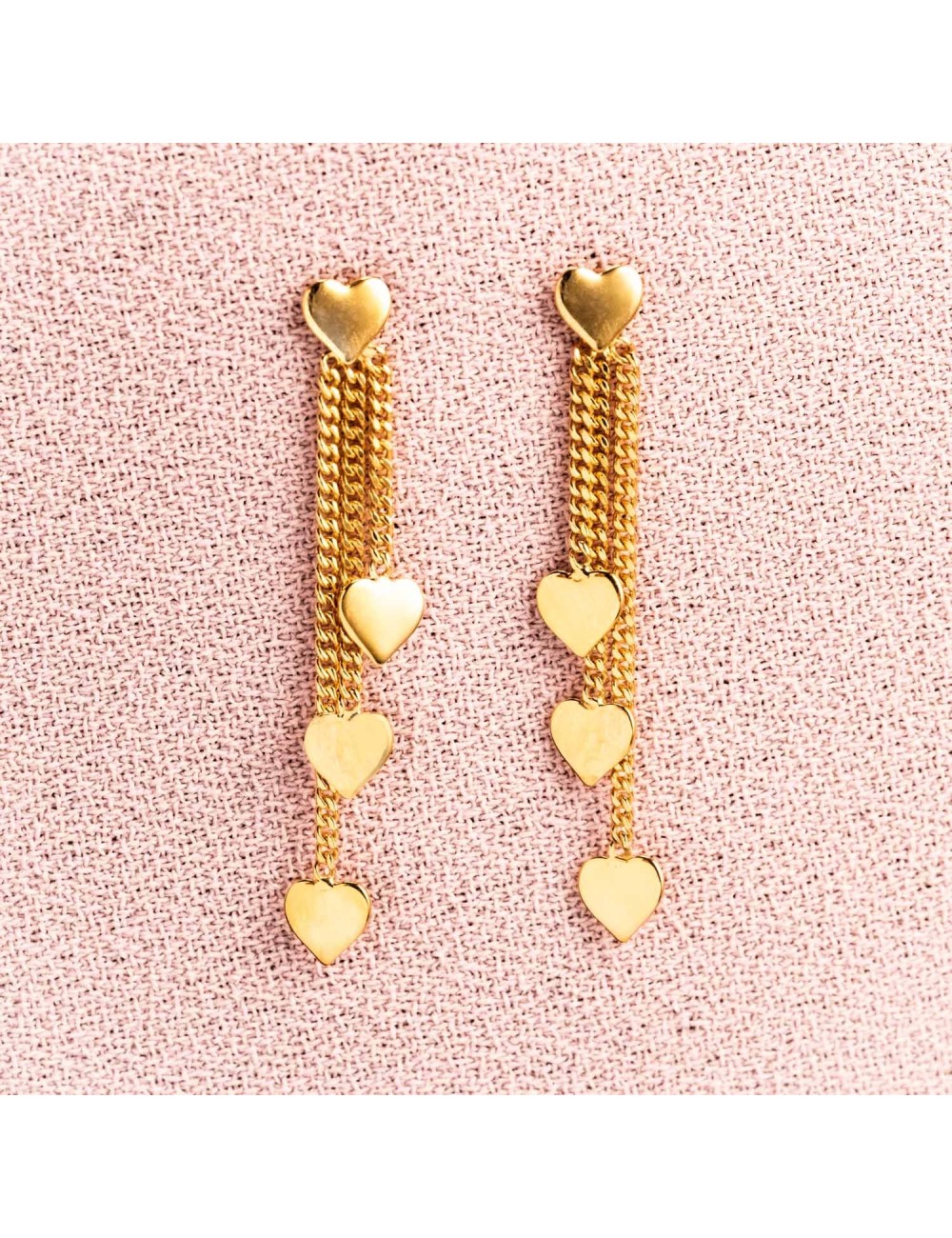 Boucles d'oreilles pour Bébé ou Enfant 4 coeurs en Or jaune, Or blanc 9 carats