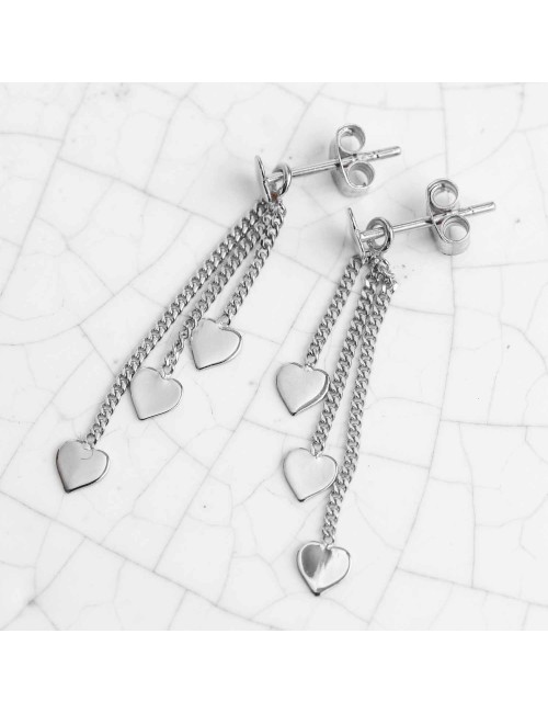 Boucles d'oreilles pour Bébé ou Enfant 4 coeurs en Or jaune, Or blanc 9 carats