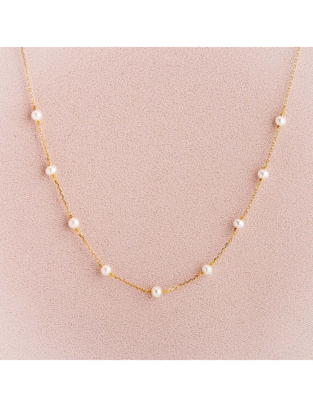Collier pour enfant ou bébé orné de perles d'eau douce, en Or jaune ou Or blanc 9 carats