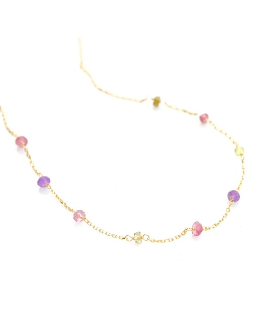 Collier pour bébé ou enfant orné de pierres fines, en Or jaune ou Or blanc 9 carats