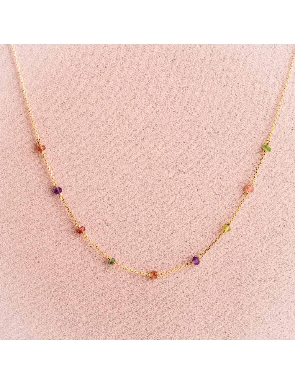 Collier pour bébé ou enfant orné de pierres fines, en Or jaune ou Or blanc 9 carats