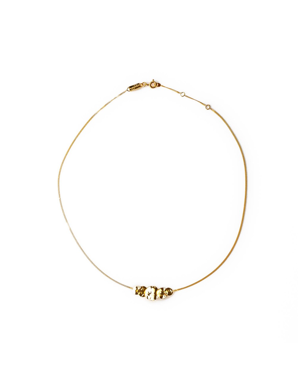 Collier pour enfant motif central ronds froissés de tailles différentes en Or jaune ou Or blanc 9 carats