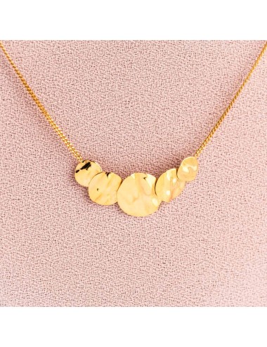 Collier pour enfant motif central ronds froissés de tailles différentes en Or jaune ou Or blanc 9 carats