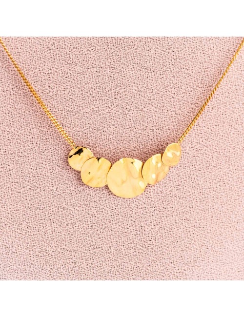 Collier pour enfant motif central ronds froissés de tailles différentes en Or jaune ou Or blanc 9 carats