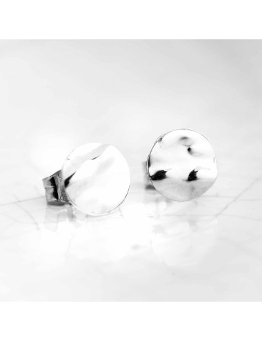 Boucles d'oreilles pour Bébé ou Enfant rond froissé en Or jaune ou Or blanc 9 carats