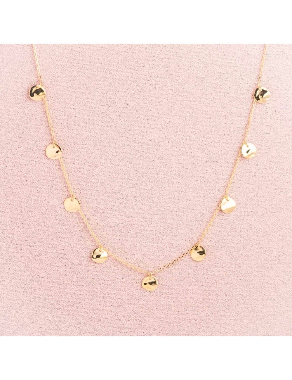 Collier pour enfant ou bébé 7 petits ronds froissés en Or jaune ou Or blanc 9 carats