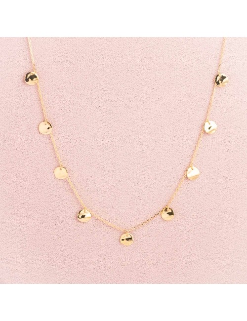 Collier pour enfant ou bébé 7 petits ronds froissés en Or jaune ou Or blanc 9 carats