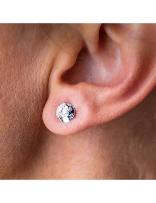 Boucles d'oreilles petit rond grungé - Or Jaune ou Or Blanc 375 millièmes (9 Carats)