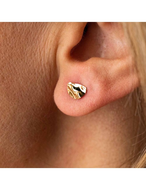 Boucles d'oreilles petits éclats demi-ronds froissés - Or Jaune ou Or Blanc 375 millièmes (9 Carats)