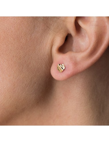Boucles d'oreilles délicat coeur plié - Or Jaune ou Or Blanc 375 millièmes (9 Carats)