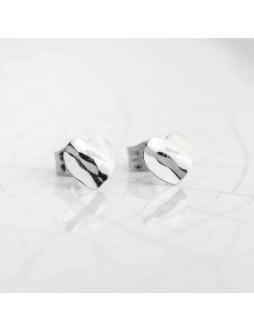 Boucles d'oreilles délicat coeur plié - Or Jaune ou Or Blanc 375 millièmes (9 Carats)