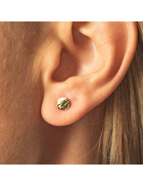 Boucles d'oreilles petit rond froissé de lumière - Or Jaune ou Or Blanc 375 millièmes (9 Carats)