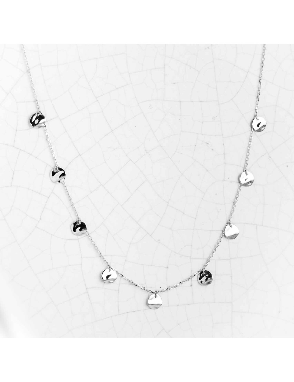 Collier petites breloques rondes froissées - Or Jaune ou Or Blanc 375 millièmes (9 Carats)