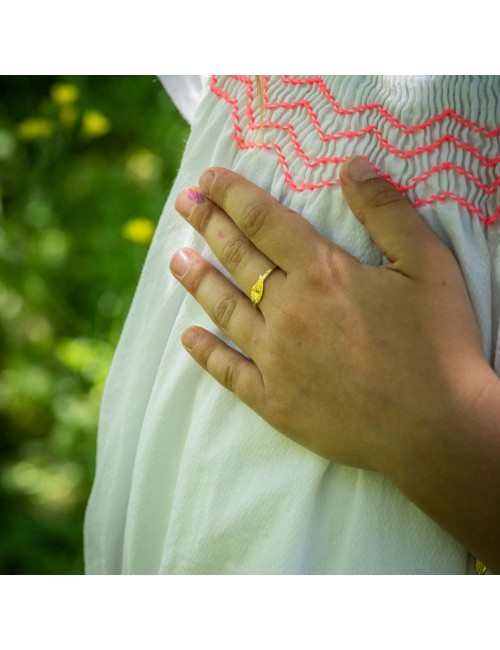 Bague plume enfant en Or jaune ou en Or blanc 9 carats