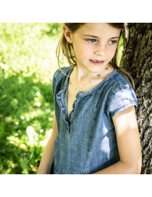 Collier enfant ou bébé 7 ronds froissés en Or jaune ou Or blanc 9 carats