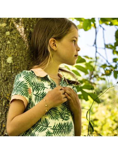 Collier pour enfant ou bébé 7 petits ronds froissés en Or jaune ou Or blanc 9 carats
