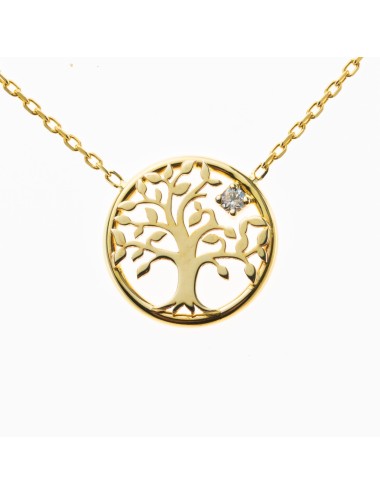 Collier le petit arbre de vie et son diamant éthique - Or Jaune ou Or Blanc 375 millièmes (9 Carats)