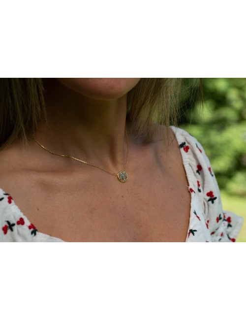 Collier le petit arbre de vie et son diamant éthique - Or Jaune ou Or Blanc 375 millièmes (9 Carats)